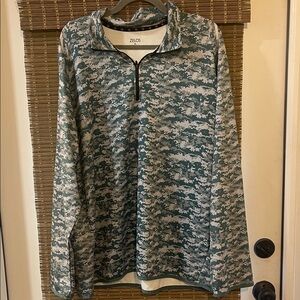 ZELOS Men's Zip Up Sweater - Camouflage Green